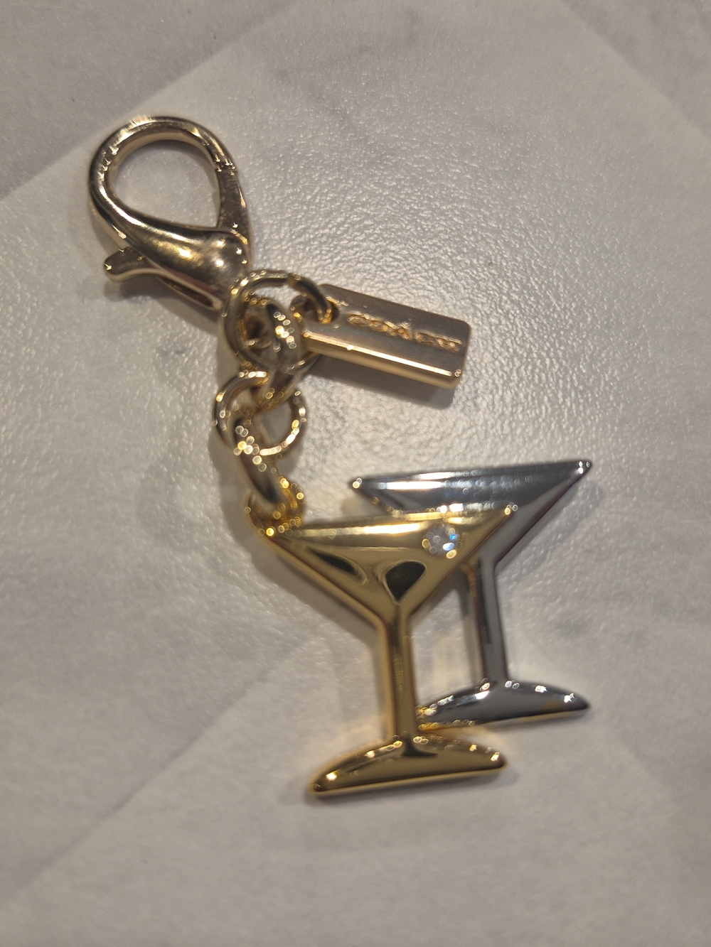 Coach Two-Tone Gold & Silver Martini Glass Key Charm